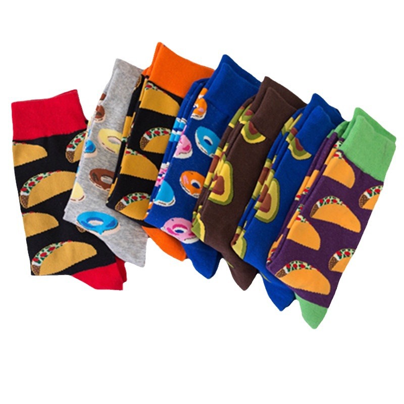 Unisex fashion colorful casual mid high cotton socks gourmet series trendy socks socks_voghion.com