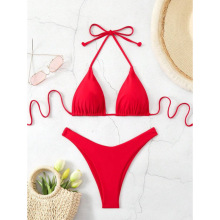 W 41420 High waist tie solid color bikini ����ϵ����ɫ�Ȼ���