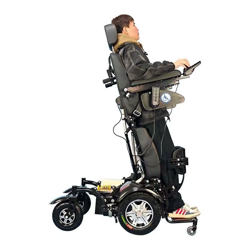 Futuro Q3 para pacientes paraplegicos discapacitados de pie silla de ruedas auto reclinado equipo de ejercicio de rehabilitación de pie silla de ruedas eléctrica