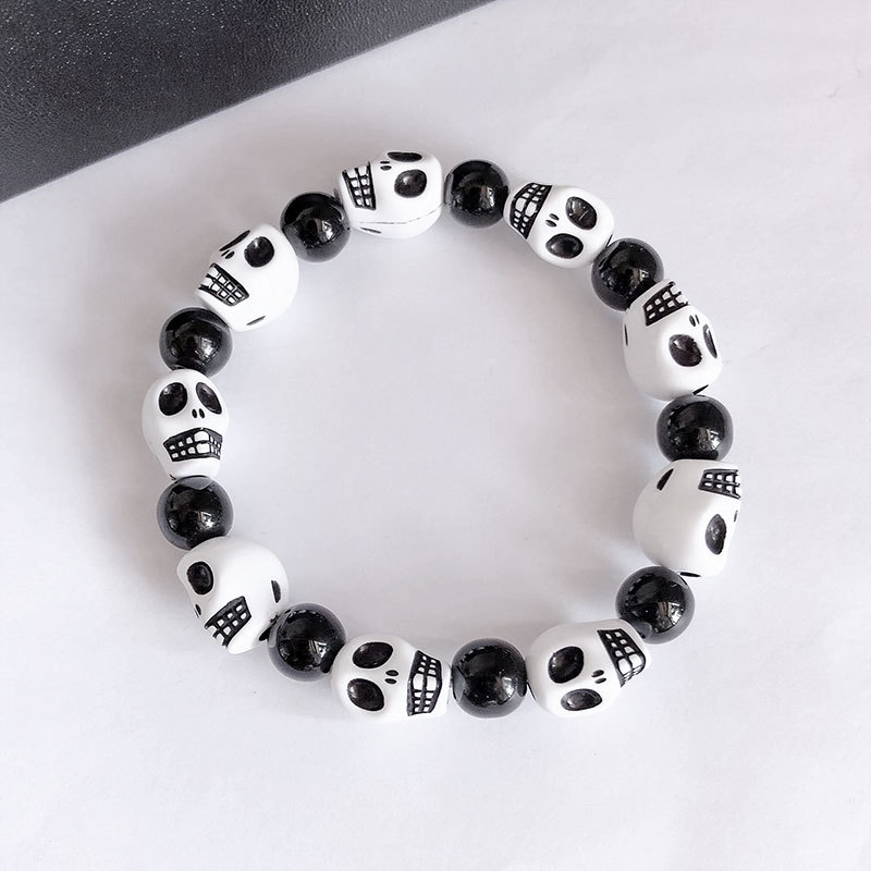 Bracciale con perline e teschio per uomo e donna stile retro_voghion.com