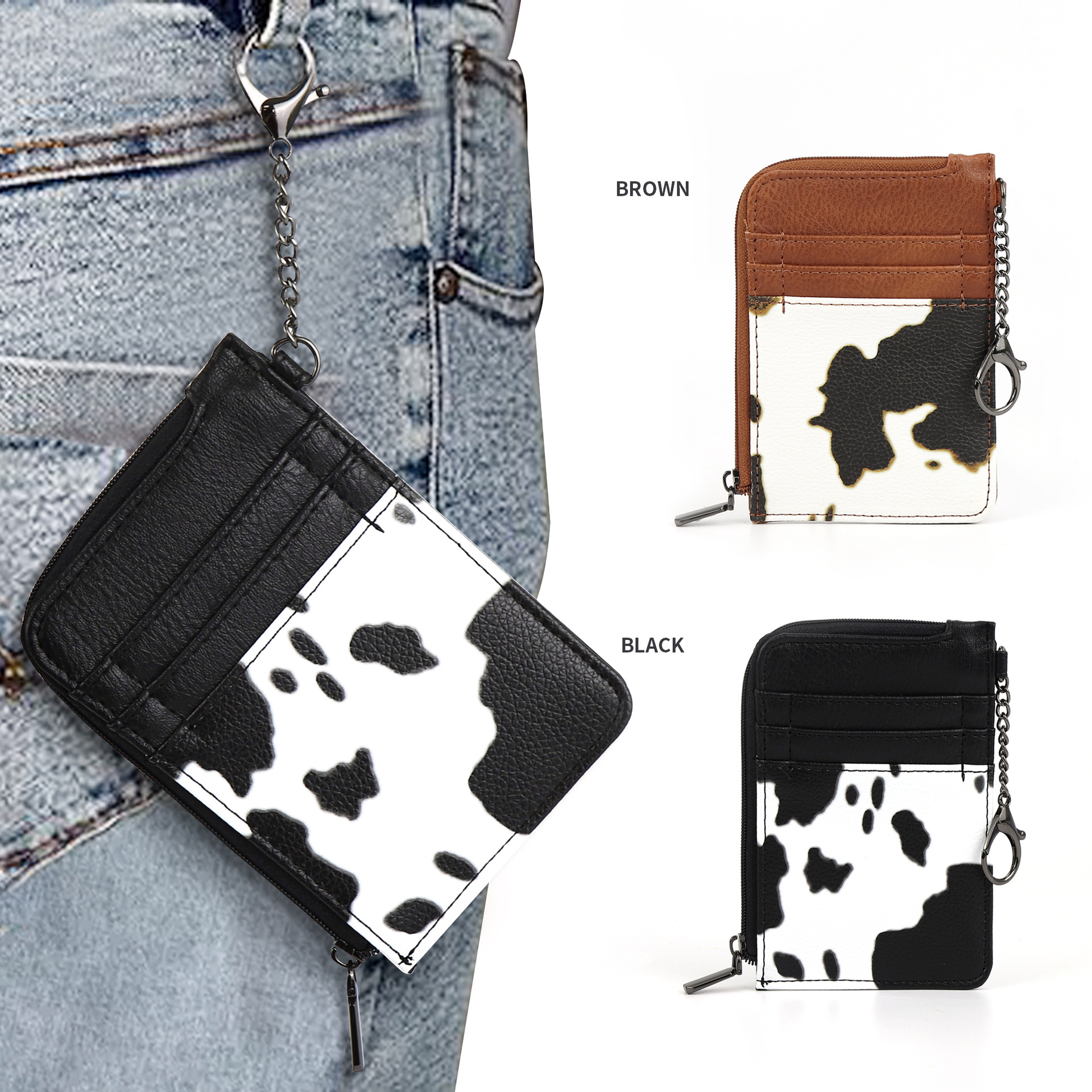 재고 국경 아마존 유럽과 미국 복고풍 소 작은 카드 가방 지갑 동전 지갑 멀티 카드 슬롯 은행 카드 간단한 PU