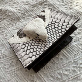 跨境时尚潮流真蛇皮奢华男士商务两折钱包卡包大容量钱夹旅行便携