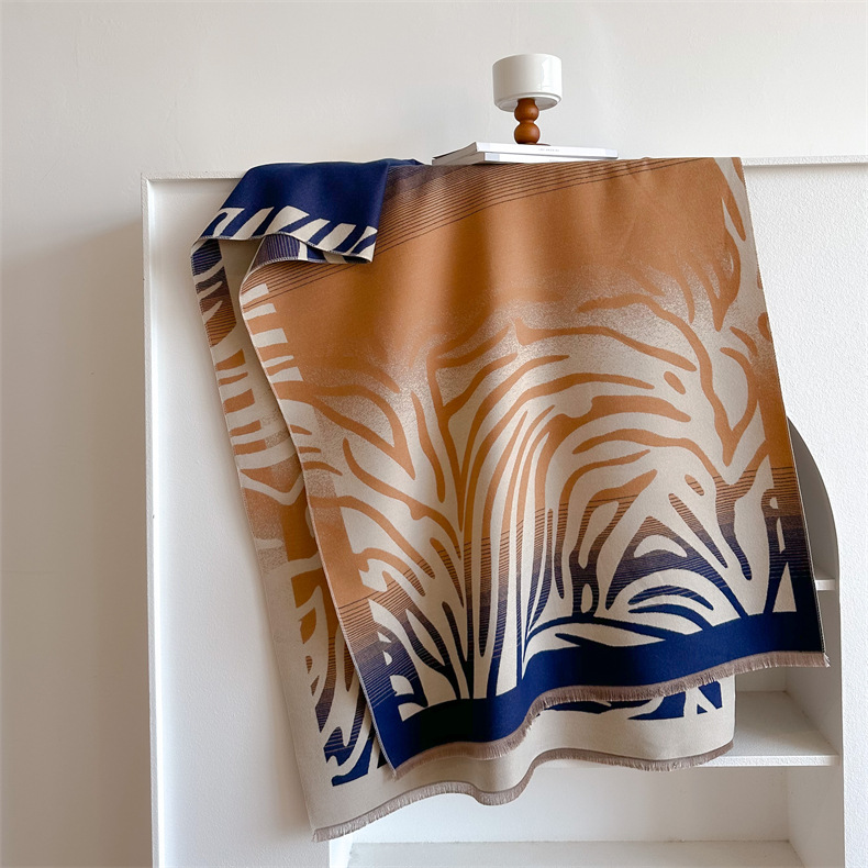 Autumn and Winter I mitation Cashmere Graffiti Wool Scarf Zebra Pattern Long Dual-purpose Air Conditioning Shawl Warm_voghion.com