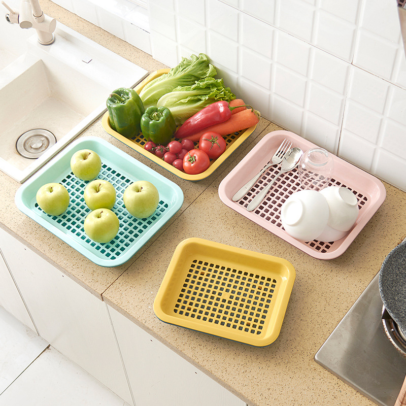 二重の水たまりの野菜と果物の収納かごの置物は野菜のたらいの果物のかごの果物の皿を洗います。