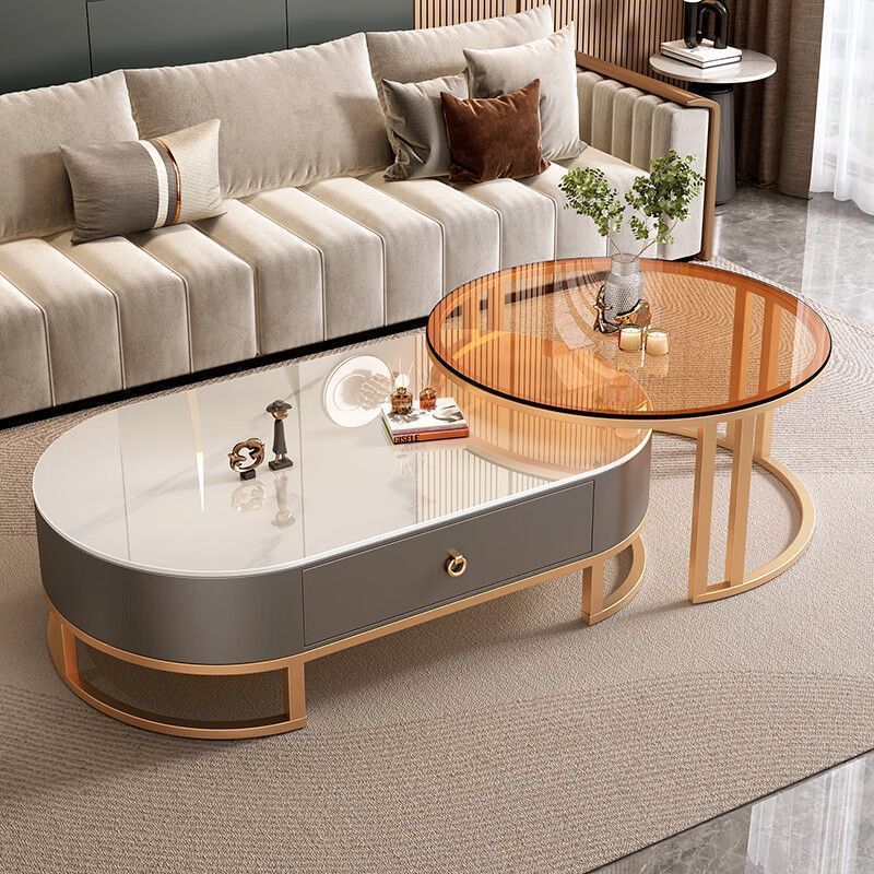 골든 프레임 그레이 캐비닛 (갈색 유리 + 광택 스노우 마운틴 화이트)