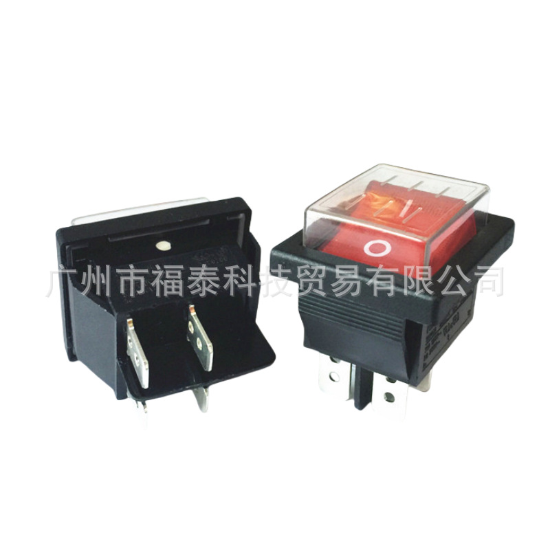 供应RLEIL品牌船型开关防水 KCD4红灯四脚防水防尘跷板开关