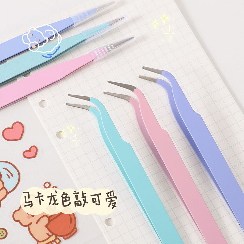 做手账镊子直头学生本贴纸素材DIY弯头手工夹子工具套装手账工具