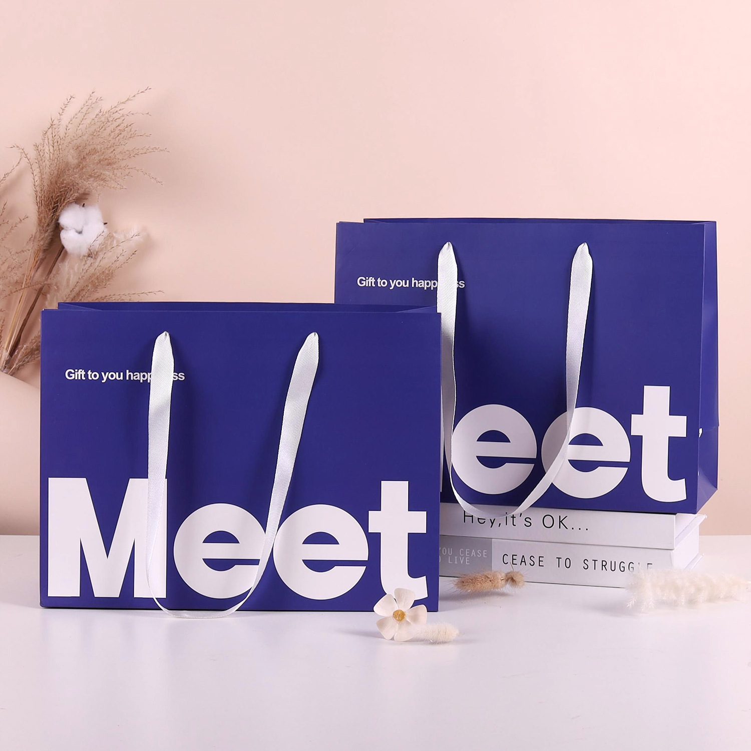 高颜值克莱因蓝服装店手提袋现货高端轻奢ins礼品袋外贸纸袋定制