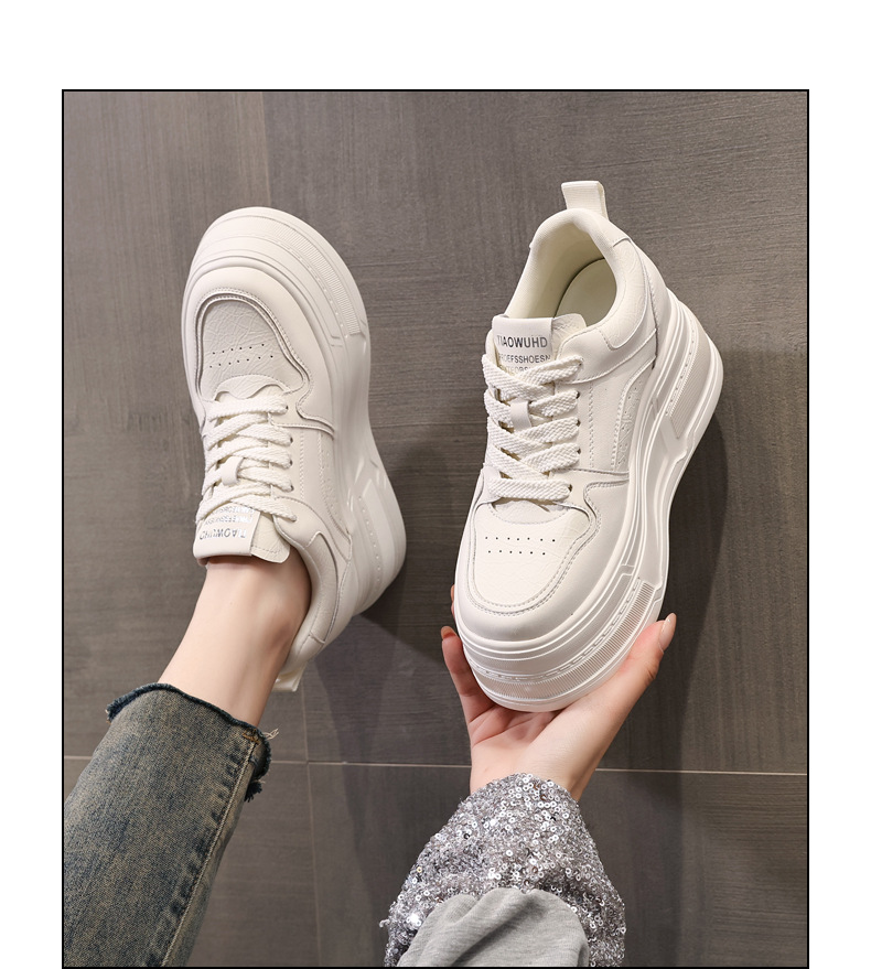Giày sneaker nữ chunky đế dày tăng chiều cao 8 cm, phong cách trẻ trung — màu be chi tiết 14