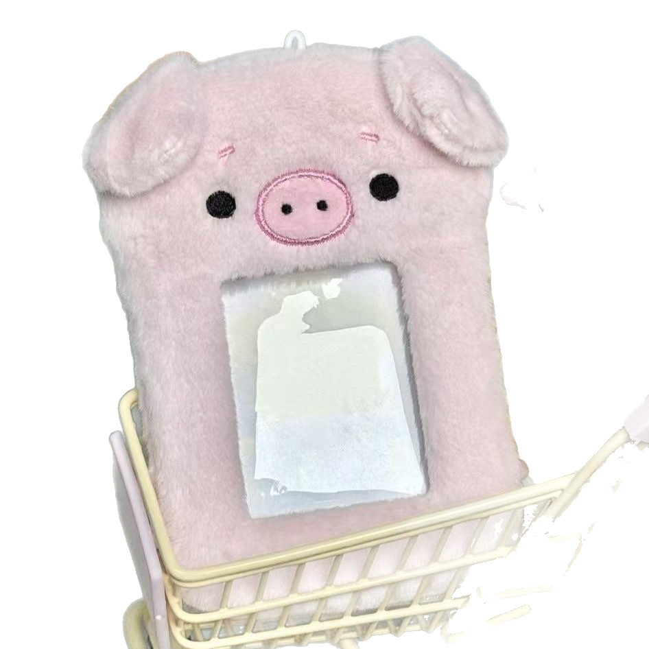 Cute ángel cerdo de peluche 3 pulgadas tarjeta de visualización tarjeta de estudiante colgante tarjeta de comida cubierta protectora