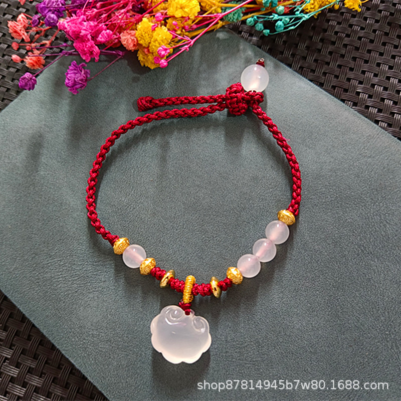 작은 Ruyi 잠금 팔찌 라이트 럭셔리 (Zaohong 로프 포함)