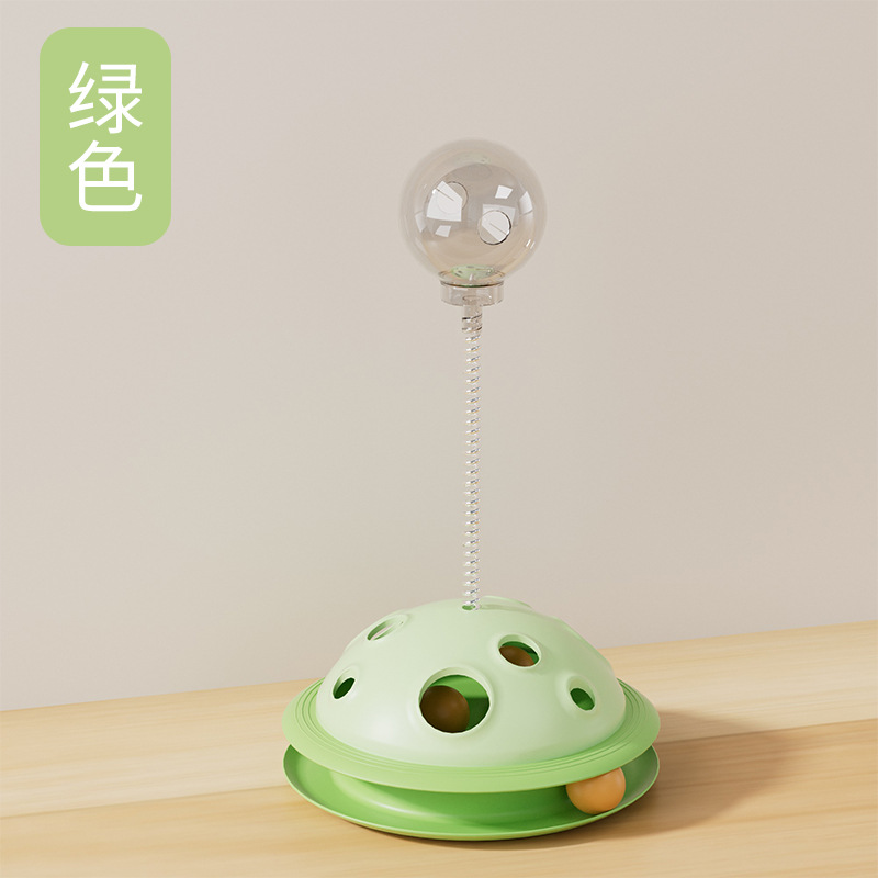 Toy de gato divertido al por mayor transfronterizo, plato giratorio de gato con bola de fuga de resorte, plato de entretenimiento de gato, juguetes para mascotas auto-aburridos