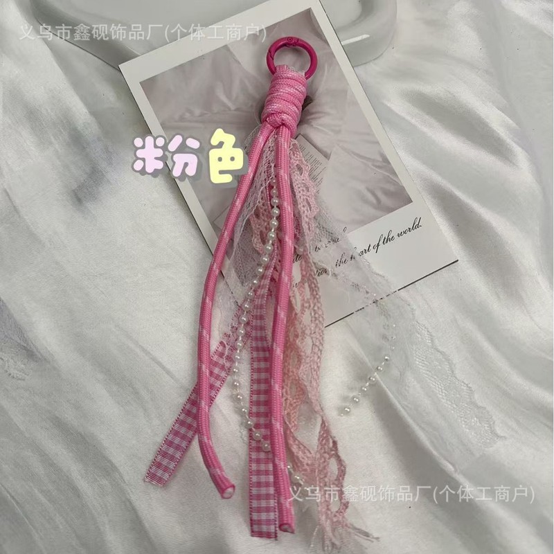 蕾丝绳艺钥匙扣细腻质感装饰创意编织挂绳ins风绳结手绳手工车载|undefined