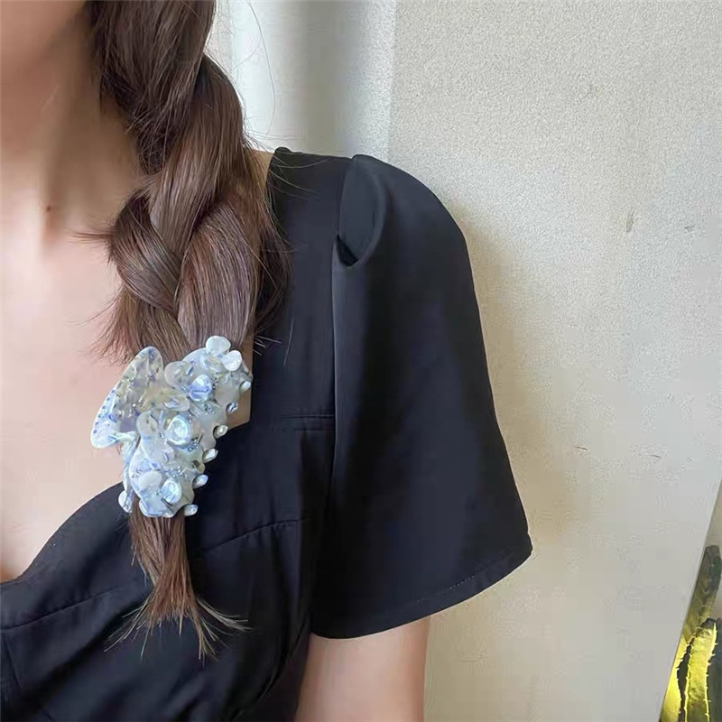 Corea del Sur Super Hada acetato flor diamante clip personalidad nicho celadón pelo agarre ins industria pesada Luz de lujo horquilla accesorios para el cabello