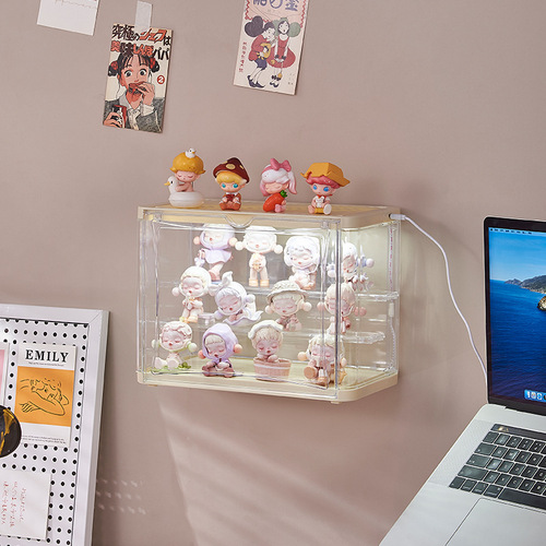 Lighted Transparent Dustproof Blind Box Handheld Collection Box LEGO Toy Rack POP MART Acrylic Wall-Mounted Display Cabinet