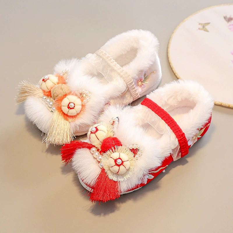 Тигровая обувь для девочек в древнем стиле Hanfu обувь зимний бархат