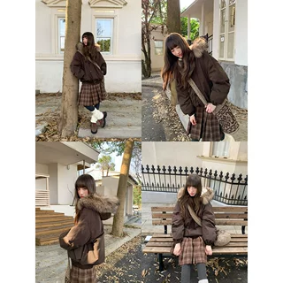 90白鸭绒连帽大毛领羽绒服女春春季宽松显瘦设计感外套
