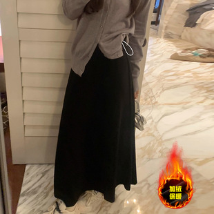Cashmere New Skirt Autumn Abdomen fleece-lined Pregnant Women Button Thickened 2024 Dagging Long Skirt A Pig Nose Winter None