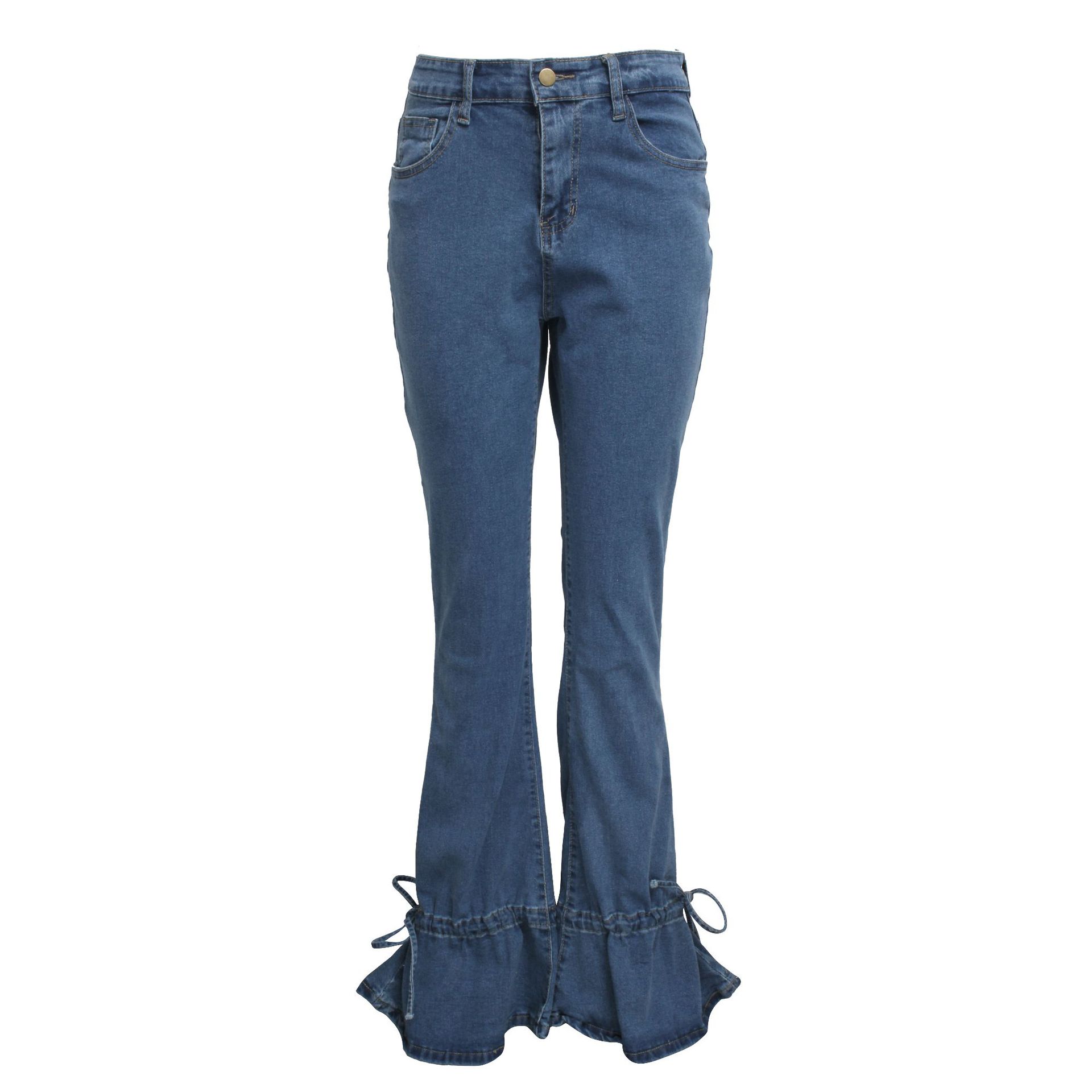 Sexy Straps Slim-Fit Denim Flared Pants NSSF64068