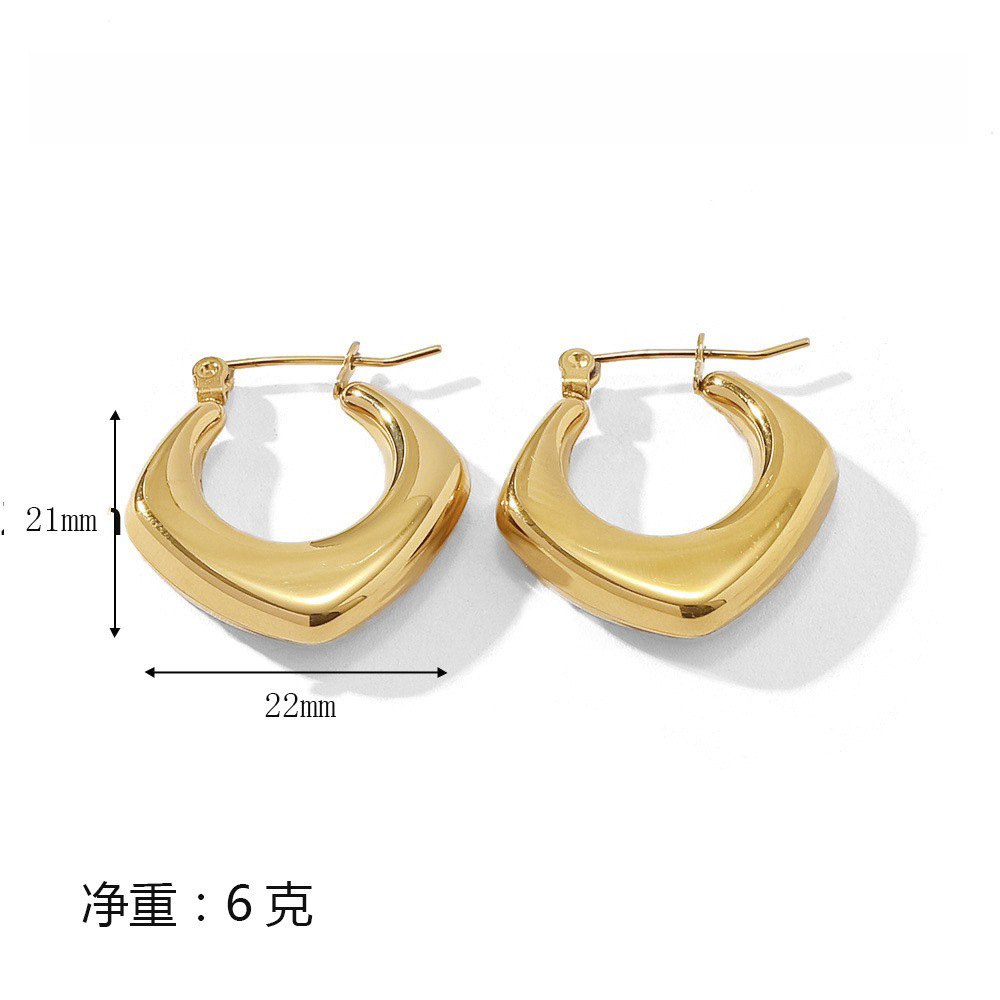 스퀘어 중공 귀걸이 골드