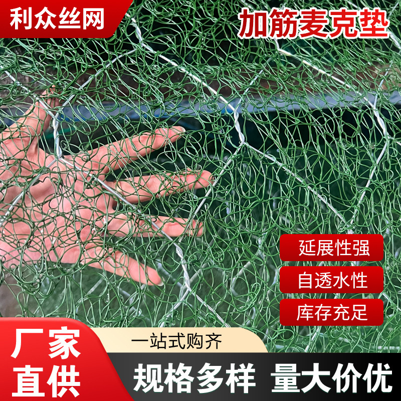 河道护坡加筋麦克垫 镀锌三维植被网 山体边坡绿化固土防护网