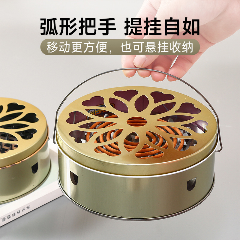 提手款蚊香盒家用蚊香盘带盖接灰盘蚊香架户外蚊香托盘防风