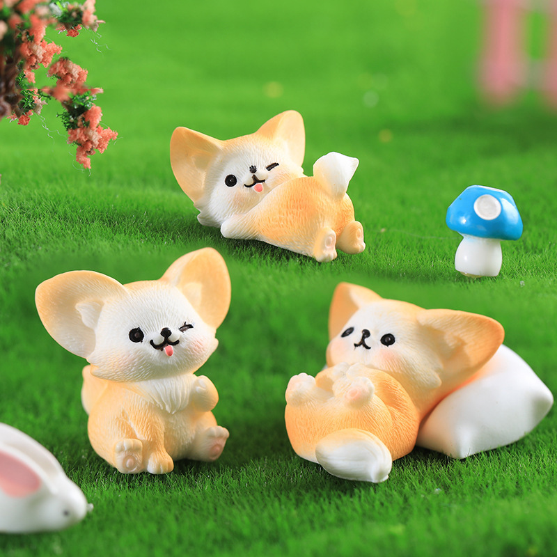 Micro-Landscape Resin Crafts, Cute Cartoon Animals, New Fennec Foxes, 12 Sofa Gardening Accessories, Small Ornaments