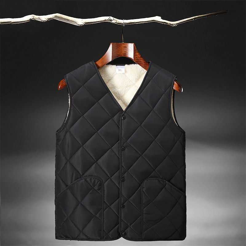羽绒棉马甲男秋冬羊羔绒加绒加厚保暖背心打底内穿胆轻薄坎肩马夹