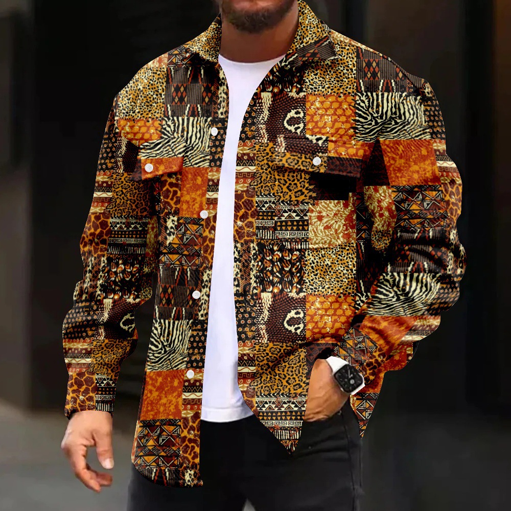 Venta caliente moda moda moda impresión digital chaqueta de solapa retro estilo británico chaqueta de un solo pecho MD05