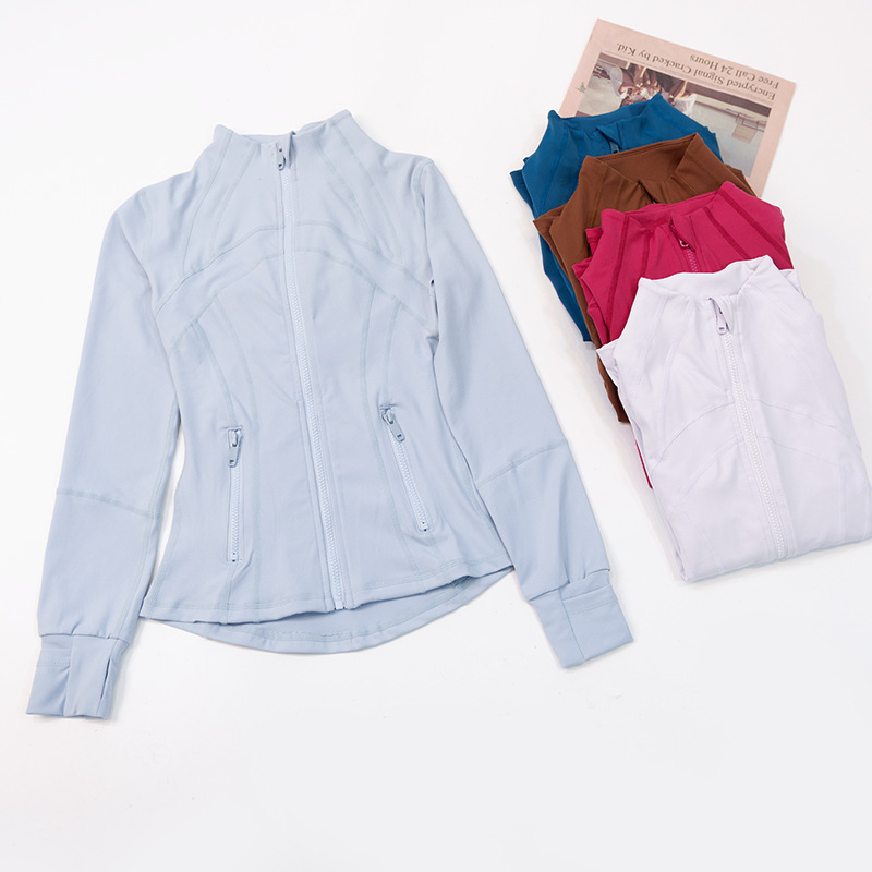 春季修身瑜伽服雙面磨毛瑜伽服女士夾克修身拉鏈透氣戶外健身跑步