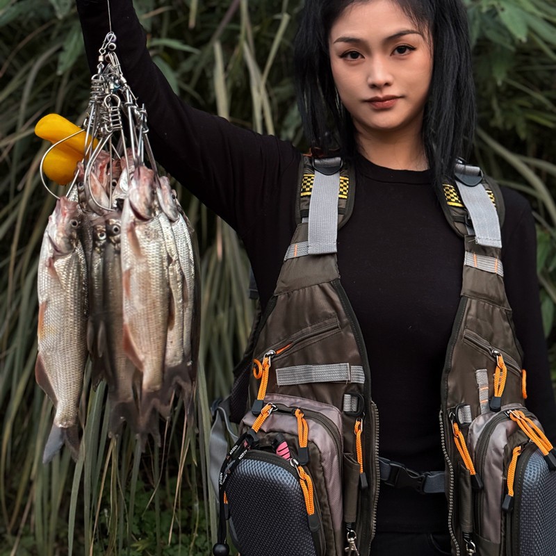 Multifuncional multibolsillo chaleco de pesca puerto chaleco de fotografía clip de caballo ocio al aire libre hombre y mujer mochila de pesca de mar hombro