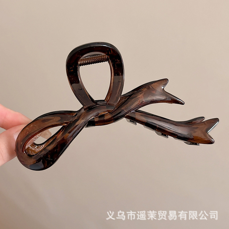 咖色磨砂抓夹女2025年新款发夹后脑勺大号发量多鲨鱼夹子发卡头饰|undefined