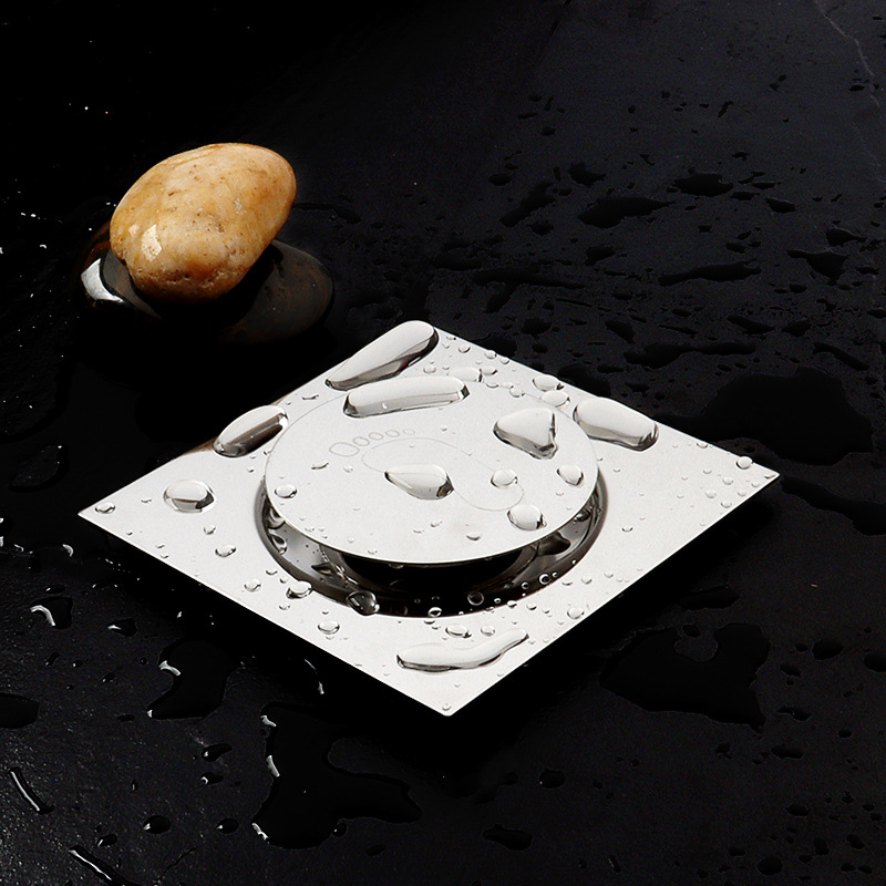 Desagüe de piso de rebote de acero inoxidable cuadrado desodorante pedal Desagüe de piso baño Baño accesorios de baño