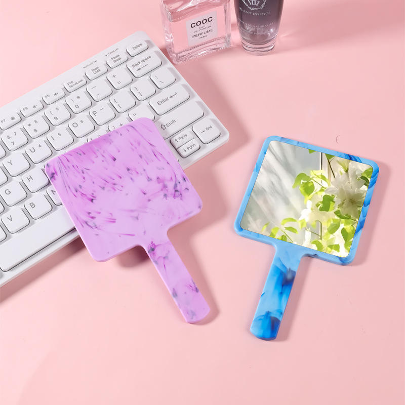 깃털 휴대용 거울 휴대용 화장품 거울 공장 도매 작은 거울 휴대용 손잡이 거울 학생 휴대용 거울 신제품