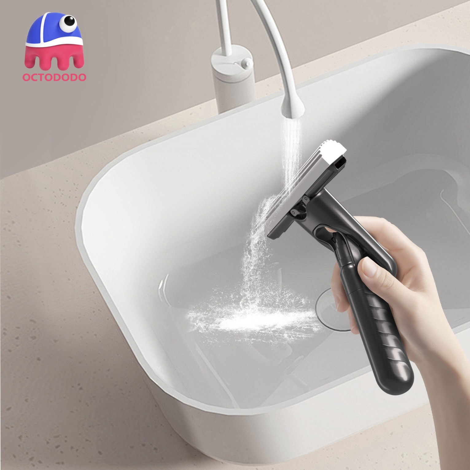 Cerca de la mesa, rociar agua, trapeador pequeño, limpiar a mano, lavar a mano, cocina, baño, inodoro, vidrio, trapeador pequeño, limpiar