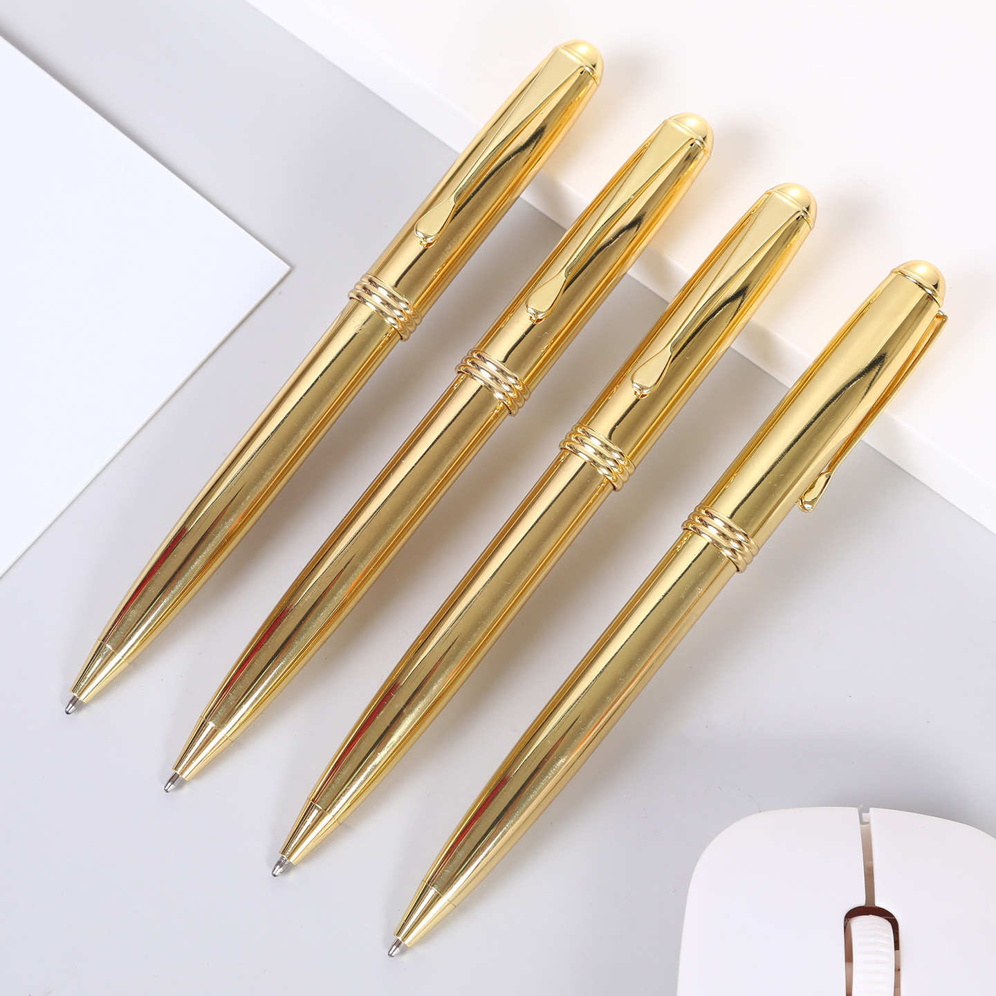 New business electroplated gold ballpoint pen for meetings and office use, cross-border best-selling metal pen, hotel promotional pen