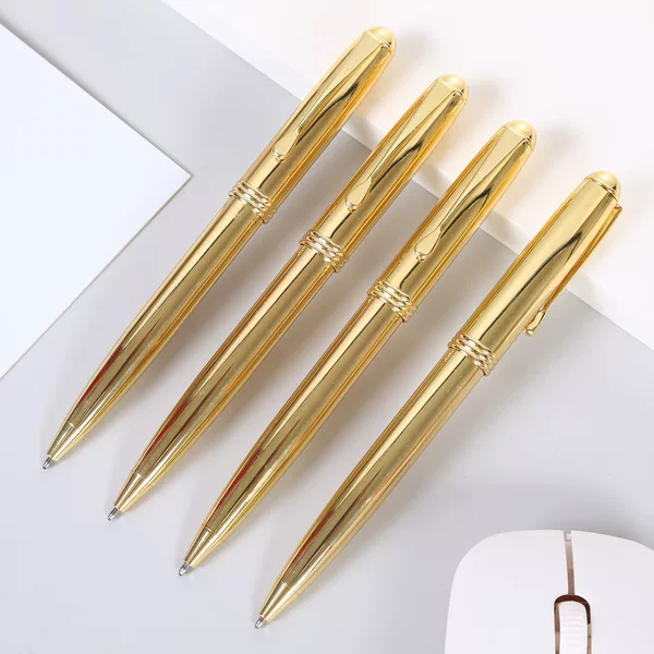 New business electroplated gold ballpoint pen for meetings and office use, cross-border best-selling metal pen, hotel promotional pen