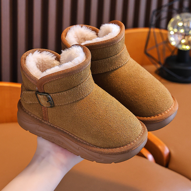 Botas de nieve para niños 2024 nuevas botas de invierno para niñas botas de invierno otoño y invierno de lana para niños zapatos de algodón de nieve zapatos de bebé