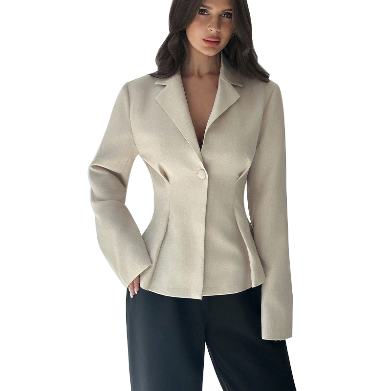 Stylish Women's Solid Color Cardigans Long Sleeve Blazer American Style Elegant Fashion Slim Fit Outerwear In Black White_voghion.com