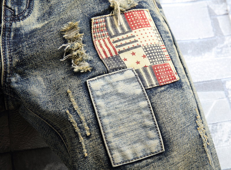 Pantaloncini in denim da uomo con fori strappati, 5/4 p, vestibilità slim oversize versatile da uomo alla moda, pantaloncini in denim 5/5, mendicanti_voghion.com