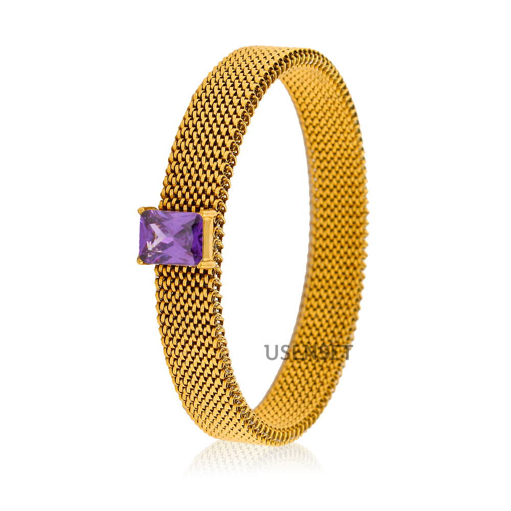 Fashion Geometric Stainless Steel Plating Zircon Bracelets 1 Piece