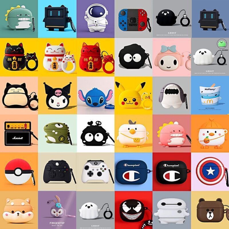 Cartoon 3D Earphone Case Suitable for AirPods 1/2 Generation Bluetooth Earphones, Protective Cover for One or Two Earphones, Soft Case