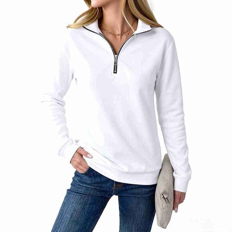 Women's Wool Quarter-Zip Pullover Sweatshirt Casual Half-Zip Hoodie 2026 Autumn Women's Wool Quarter-Zip Pullover Sweatshirt Casual Half-Zip Hoodie 2026 Autumn