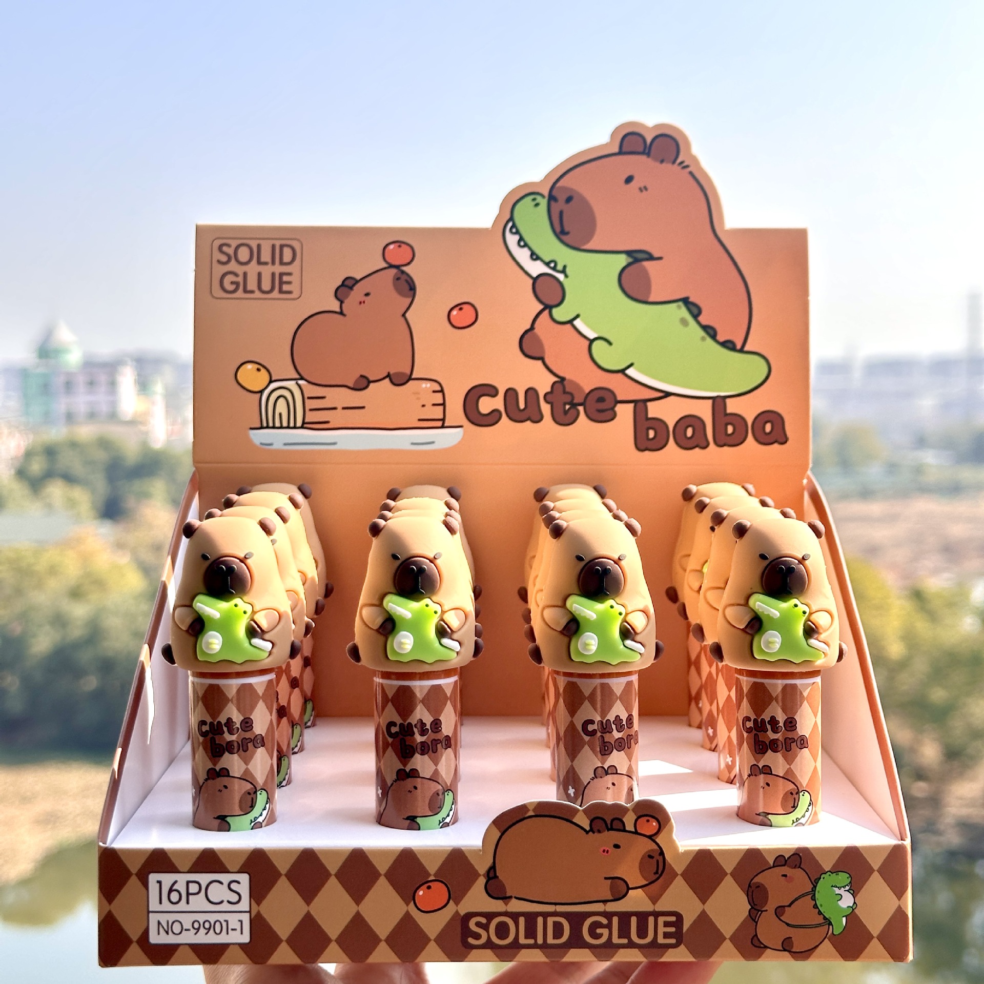 Adhesivo sólido lindo Capi alumno portátil de silicona adhesivo sólido DIY hecho a mano varilla de adhesivo de alta viscosidad