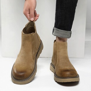 Chelsea Boots Men's Ankle Shoes British Style Martin Boots Vintage Men's Shoes Spring Desert Boots All-match Short Boots