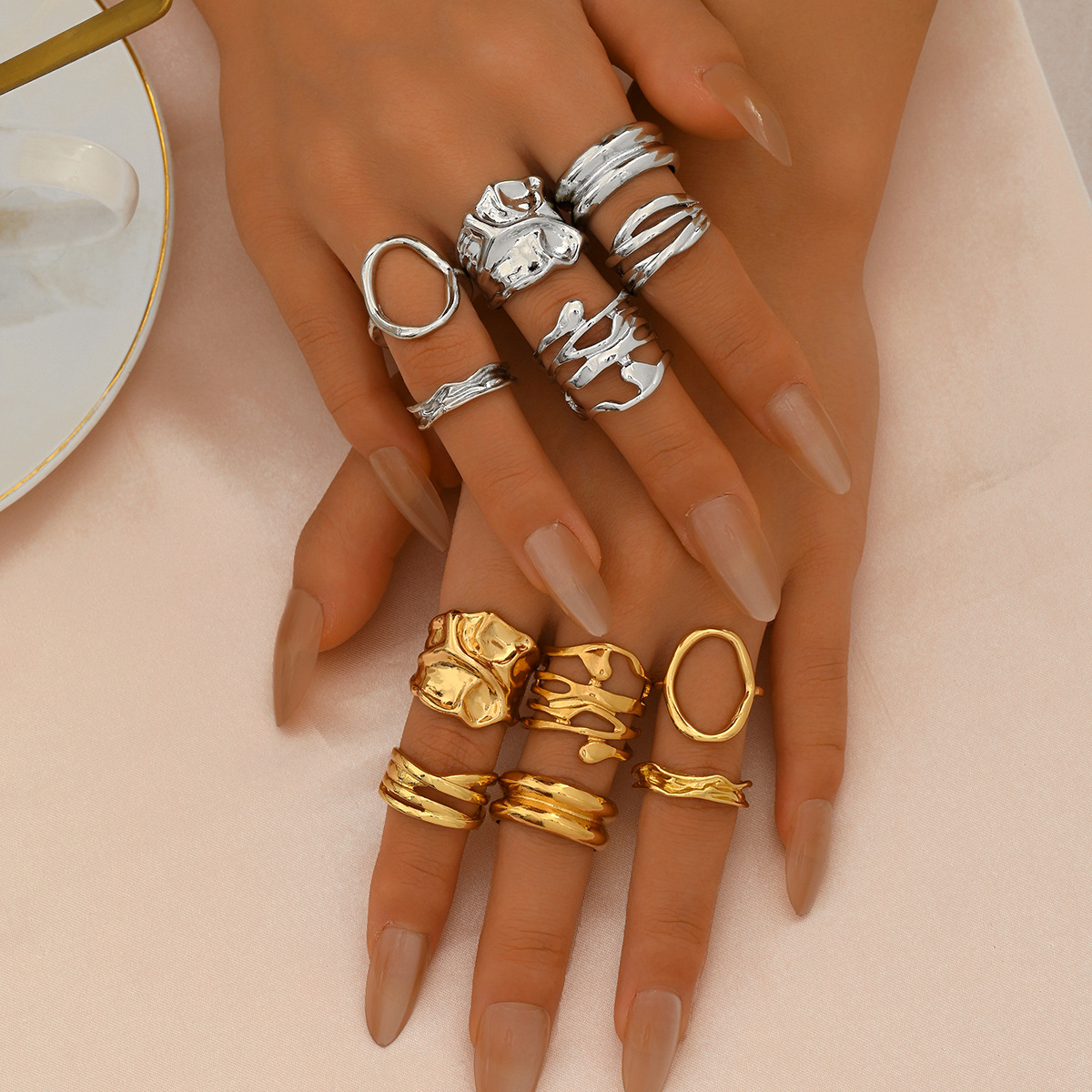 Geometrisches Ring-set Für Damen Designer-ringe Europäischer Stil_voghion.com