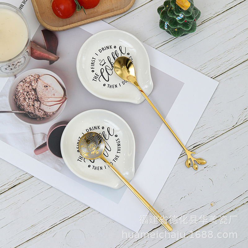 Cross-border hot sale white simple ceramic spoon holder household…