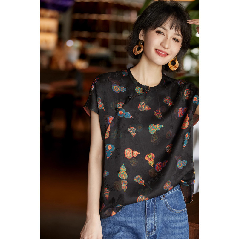 宝葫藏珍•东方丝韵葫芦印花国风上衣女夏季新款|undefined