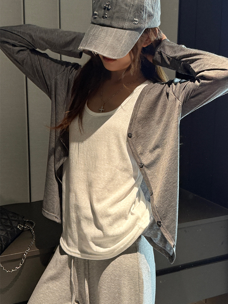 Tencel Lyocell Summer Sun Protection Knitted Cardigan for Women, Thin Long-Sleeve Air Conditioning Shirt, Simple Versatile Loose Jacket