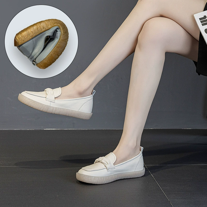 2024 Весенние ботинки Lefu Женская мягкая подошва кожаные ботинки мамы